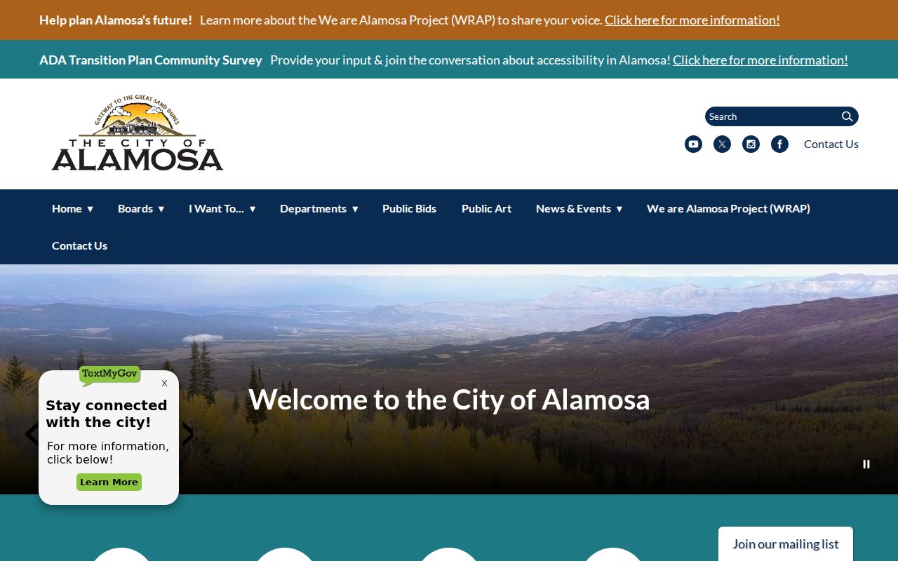 Official City of Alamosa homepage and city building information
